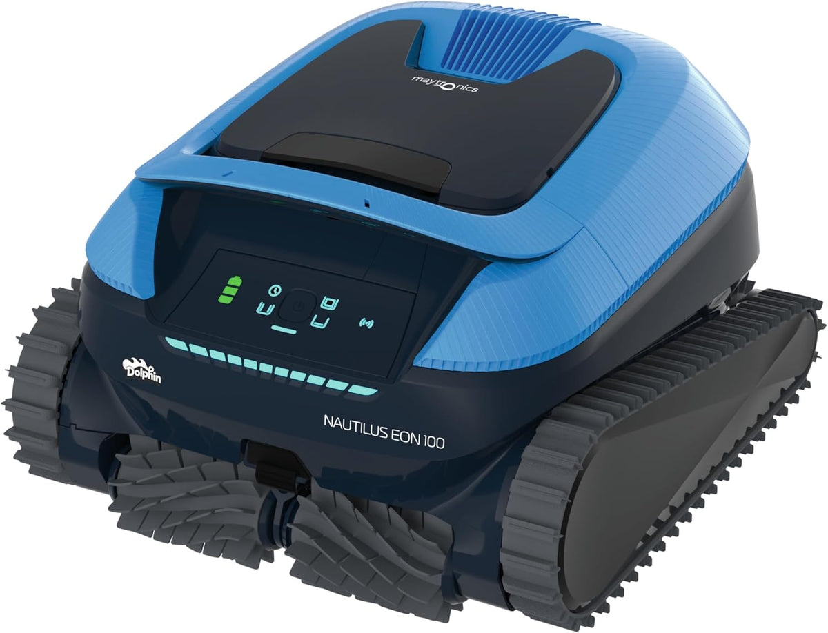 Dolphin Poolroboter, 15m, Schwarz, (NEW Nautilus EON 100 Boden und Wand, Treppen, Wasserlinienreinigung, Feiner Filter