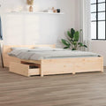 Cozynest Bettrahmen, 120x200 cm, Schwarz, Bettgestell mit Schubladen Kopfteil Lattenrost, Holzbett Massivholzbett für Schlafzimmer Bett mit Schubladen