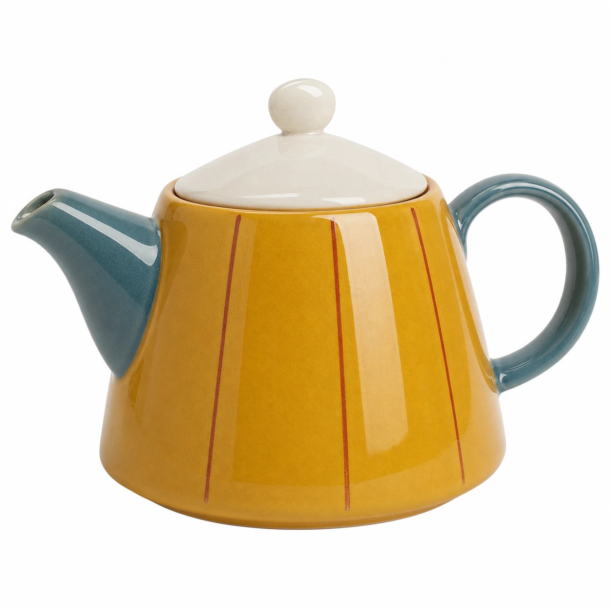 Keramik Teekanne 1200ml Gelb/Blau