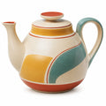 Keramik Teekanne 1.2L Retro Beige Gelb Blau