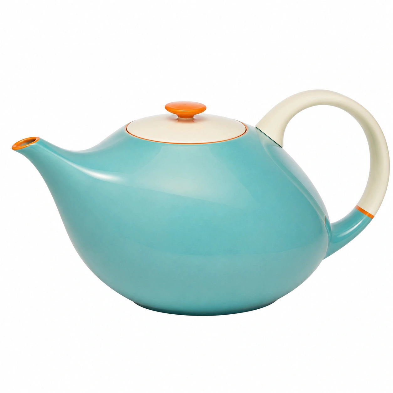 Keramische Teekanne 1500ml Türkis/Creme/Orange