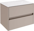 FACKELMANN Waschplätze, 71 cm, grau, Compact Line Waschbeckenunterschrank mit Keramikwaschbecken, 2-teiliges Badmöbel-Set in Kaschmir/