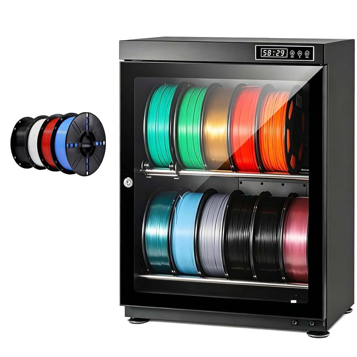 JINTVO 3D-Drucker, 70 L, Grau, 3D-Filament-Lagerschrank, Vollautomatischer, Intelligenter Trockenschrank, Einstellbare Luftfeuchtigkeit 15