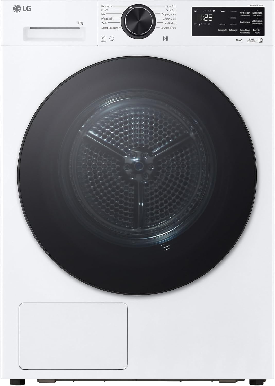 LG Wäschetrockner, 9 kg, Weiß, RT90X7 W Wärmepumpen-Trockner (, Energieklasse B) mit AI Dry, TurboDry, selbstreinigender Kondensator