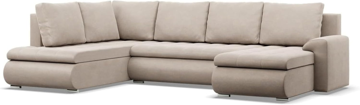 Sofa Mebligo, Beige, Eck mit Schlaffunktion und 3 Bettkasten FORESTA 300x89x200, Couch U Form, Wohnzimmer, s & Couches