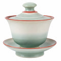 Keramik Gaiwan Tee Set mit Untertasse Grün Rot