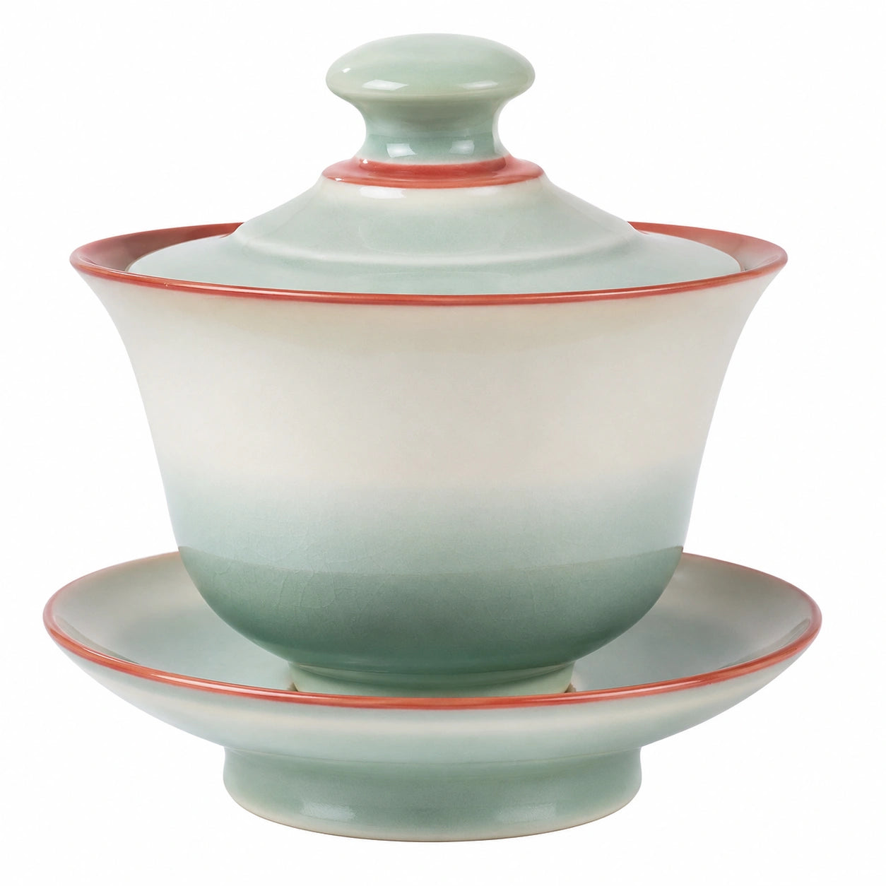 Keramik Gaiwan Tee Set mit Untertasse Grün Rot
