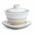 Porzellan Gaiwan Set mit Deckel und Untertasse Weiß/Hellblau, 250ml
