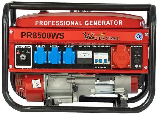 doitBau Powerstation, 2500 W, 230 V, 400 V, Rot/Blau/Schwarz, Stromgenerator mit Benzin, Stromerzeuger mit Zubehör