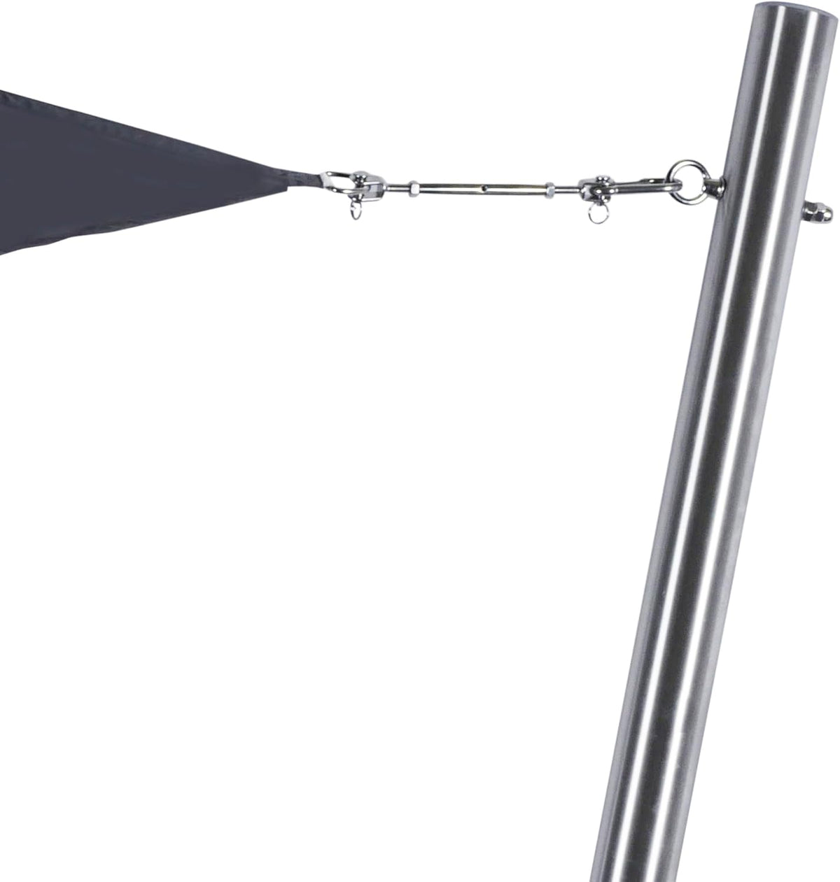 Toldoro Sonnensegel, 3,5m, 70 mm, Silber/Schwarz, mast mit Augbolzen mit Bodenhülse / Ø Wandung rostfreier