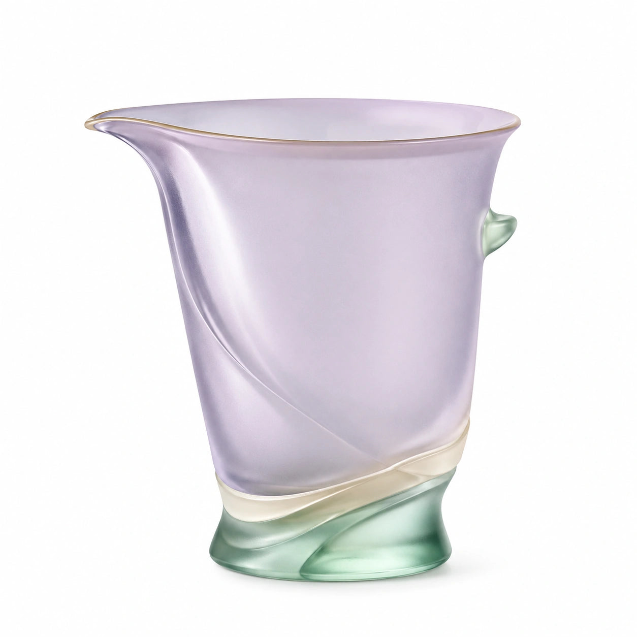 Handgefertigte Glasvase in Lila und Grün, 25cm