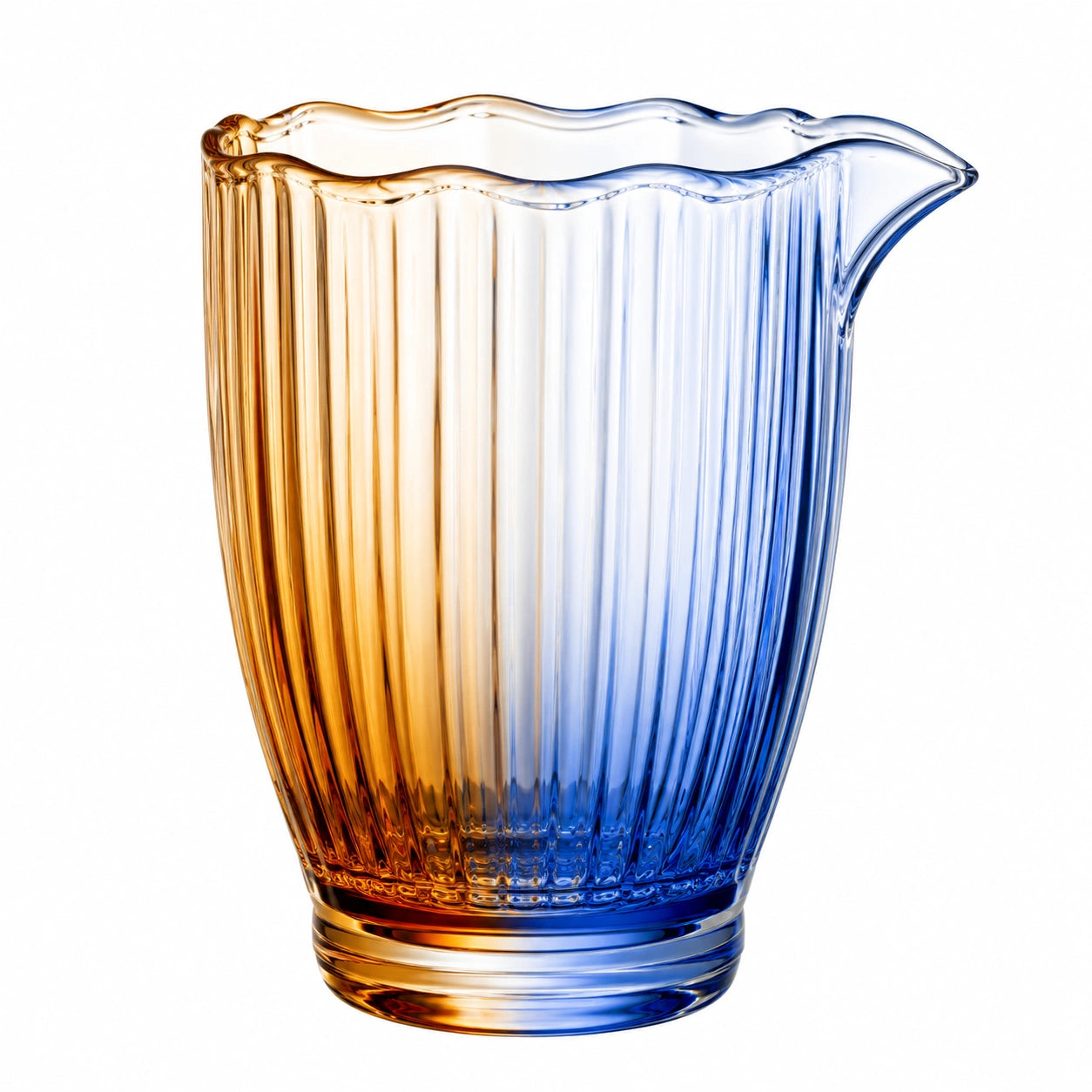 Gerillter Glaskrug 1500ml mit Farbverlauf in Orange und Blau