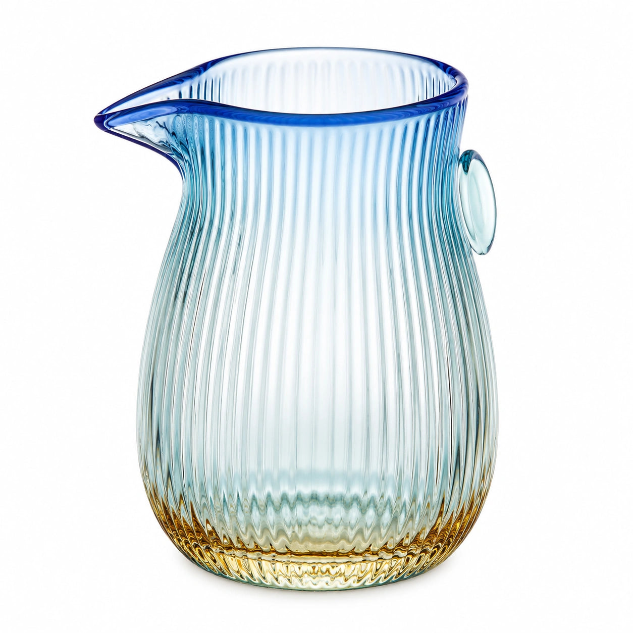 Gerippter Glaskrug 1L im Blau-Gold-Verlauf