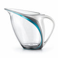 Moderner Glaskrug mit Griff 1L Transparent/Weiß/Blau