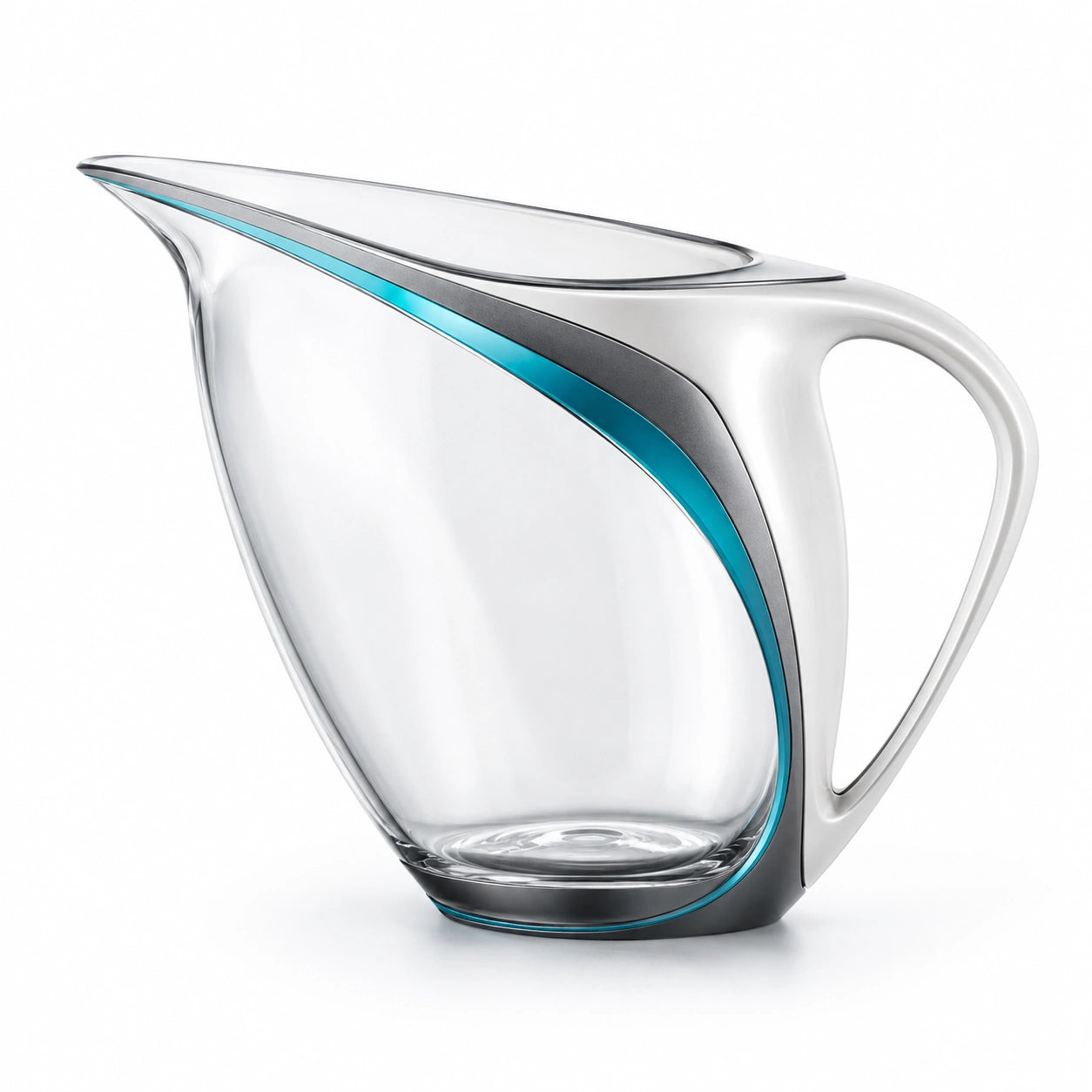 Moderner Glaskrug mit Griff 1L Transparent/Weiß/Blau