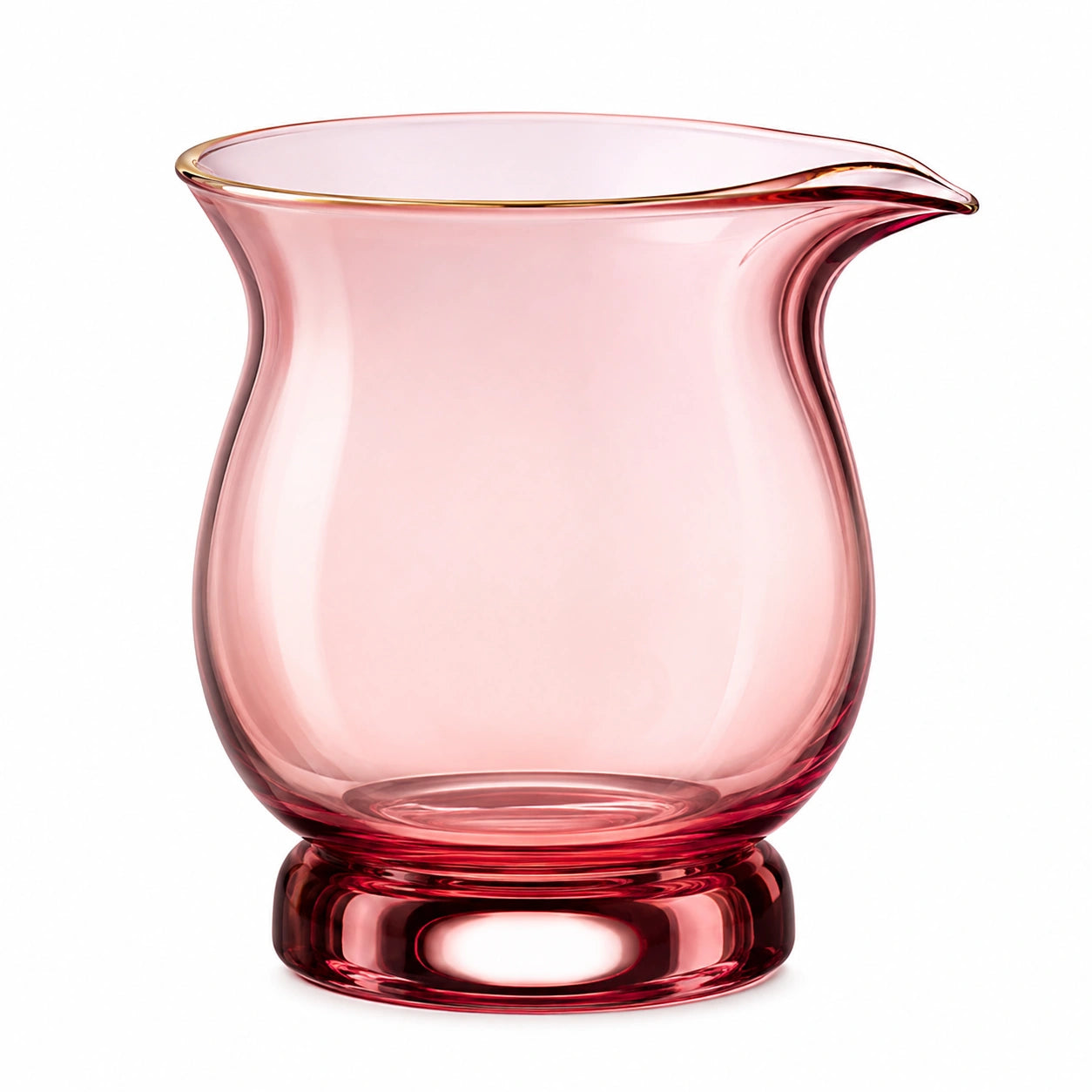 Roséfarbener Glaskrug mit Golddetail, 1000 ml
