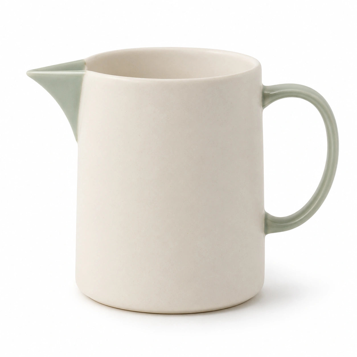 Keramikkanne 1000ml mit Griff und Ausgießer Beige/Grün