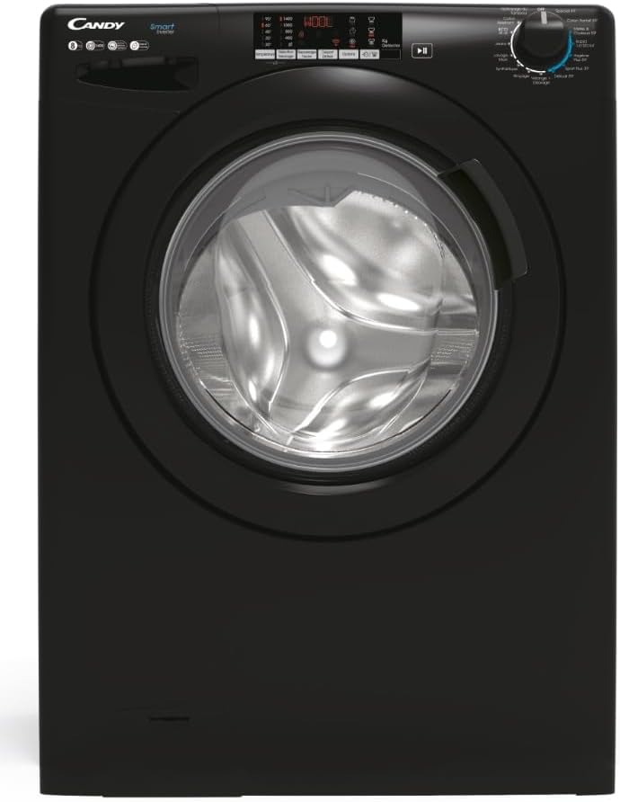 CANDY Waschmaschine, 85 x 60 x 52 cm, 8 kg, Schwarz, Bullauge, /1400 U/min, Energieeffizienzklasse B, 15 Programme