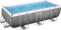Bestway Stahlrahmenpool, 404 x 201 x 100 cm, Grau/Weiß, Power Steel Rectangular Pool Set