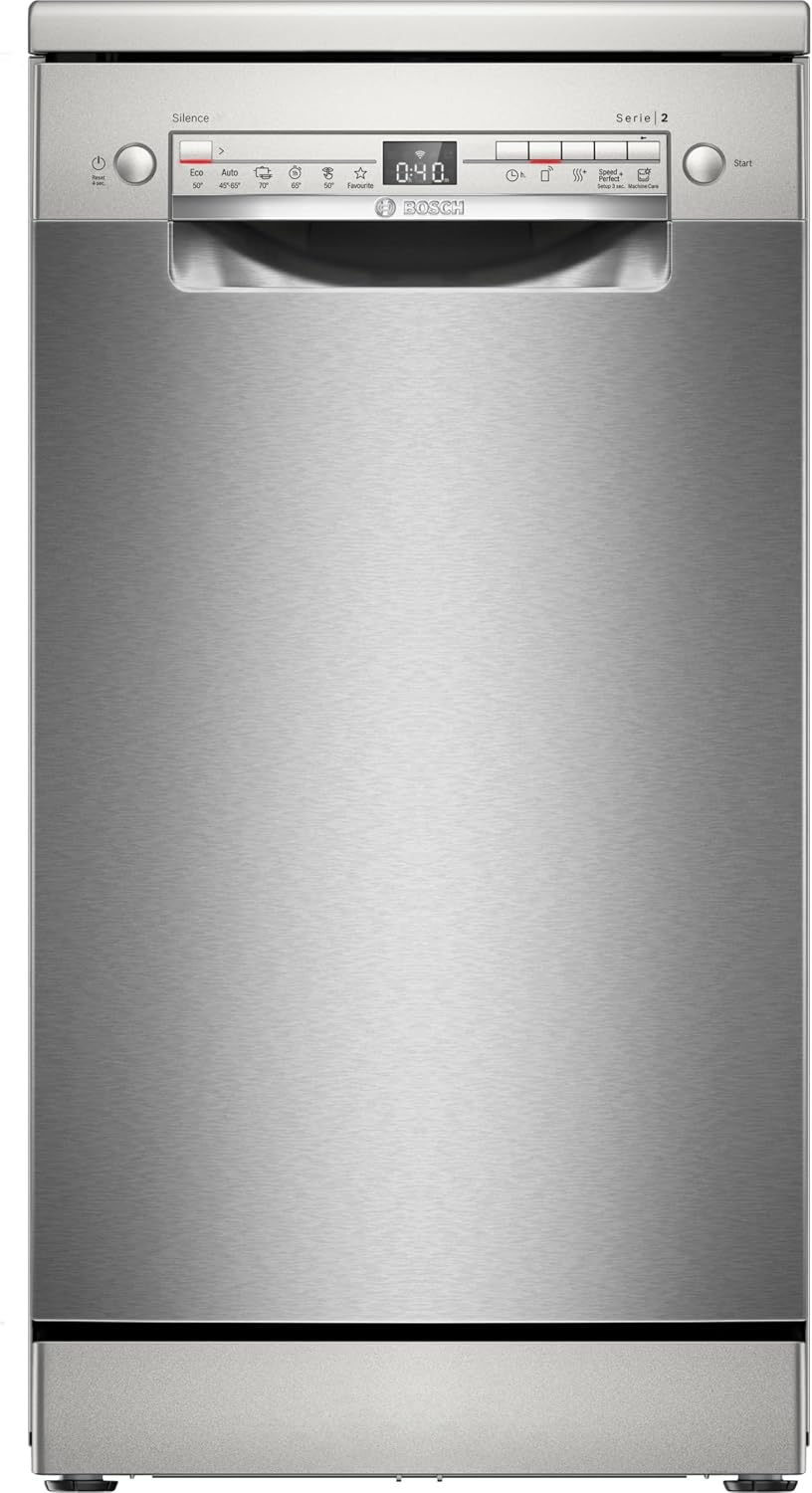 Bosch Geschirrspüler, 45 cm, Braun, Serie 2, freistehend, gebürsteter Stahl, Anti-Fingerabdruck, SPS2HKI55E