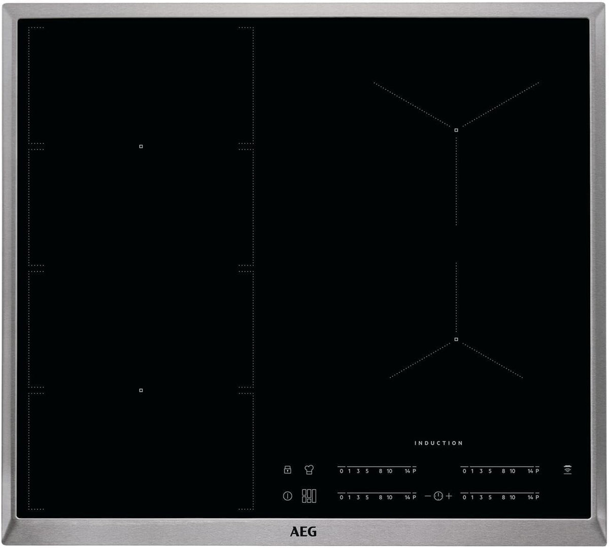 AEG Kochfeld, 60 cm, Schwarz, IKE64471XB Autarkes / Herdplatte mit Touchscreen, Topferkennung & Hob²Hood-Funktion / Induktionskochplatte /