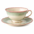 Elegante Teetasse mit Untertasse, Pastellgrün/Rosa, 200ml