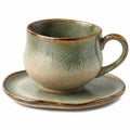 Keramik Kaffeetasse mit Untertasse Grün und Braun 250ml