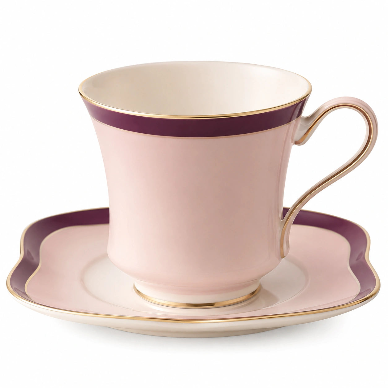 Porzellan-Teetasse mit Untertasse Rosé/Violett