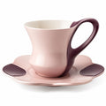 Handgefertigte Tasse mit Untertasse im Floralen Design Rosa/Violett