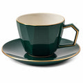 Kaffeetasse mit Untertasse, Grün/Gold, 250ml