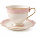 Elegante Porzellantasse mit Untertasse in Rosa und Weiß, 200ml