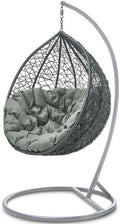 Hängesessel MAT-COMPANY, Schwarz, Polyrattan mit Gestell Hängekorb Outdoor Garten Terrasse