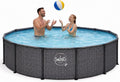 HAF Stahlrahmenpool, 8.300 Liter, 366 cm, 91 cm, Grau, Swing Frame Pool rund Fischgräte (Ø, tief) - Gartenpool mit - Robust