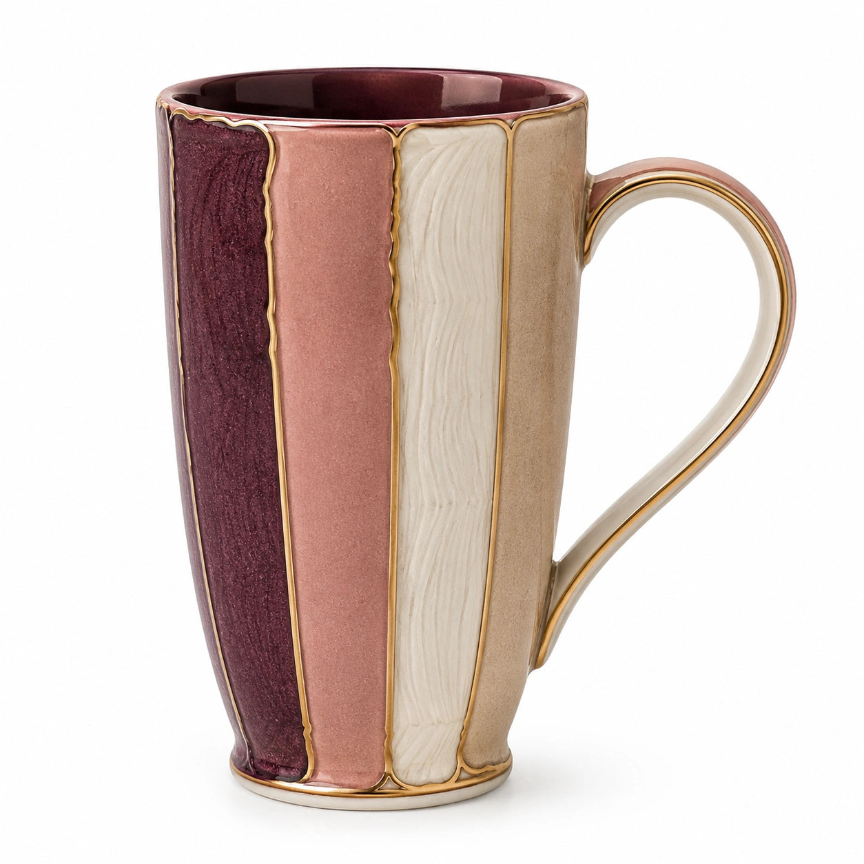 Handgefertigte Kaffeetasse Mehrfarbig mit Goldakzenten 300ml