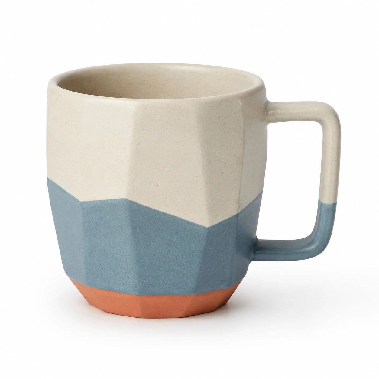 Geometrische Keramiktasse Beige/Blau 300 ml