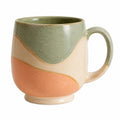 Keramiktasse 350ml mit Wellenmuster, Grün/Beige/Orange