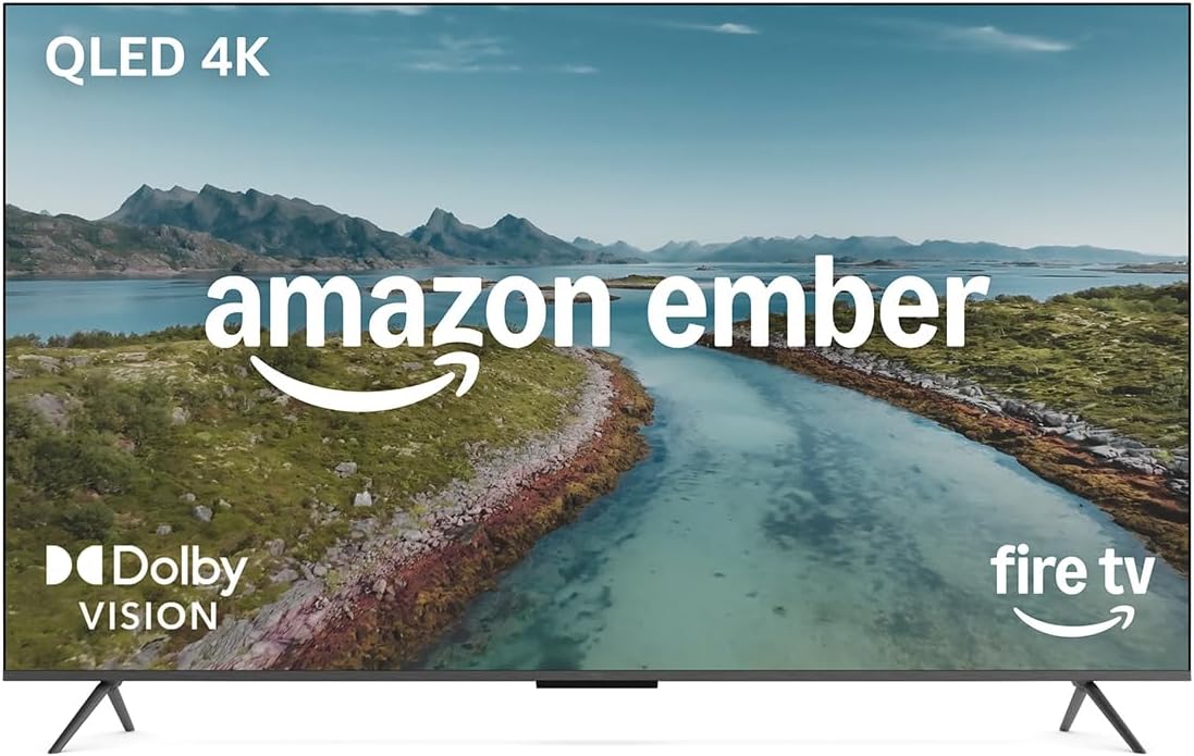 Amazon Fernseher, Schwarz, Smart TV, Ember QLED-Serie mit Fire TV (neueste Generation), 75-Zoll Smart TV in 4K Ultra HD