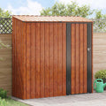 Gerätehaus Mokuyary, 203,5 x 73 x 200 cm, Metall, Braun, Gartenhütten Metall Gartenhaus, Geräteschuppen Schuppen für den Außenbereich Garten