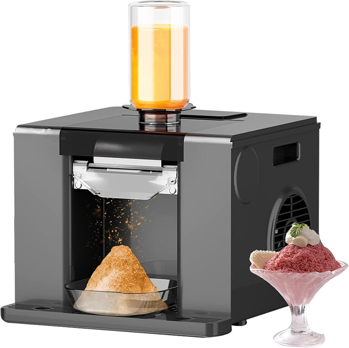 Eismaschine, 60 kg, Schwarz, Elektrische für den gewerblichen Einsatz, Schneekegelmaschine, Kapazität /Tag