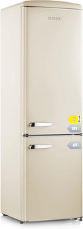 SEVERIN Kühlschrank, 244 L, 39 dB, creme, Retro Kühl- & Gefrierkombination, im Retro-Design mit Chrom-Applikationen