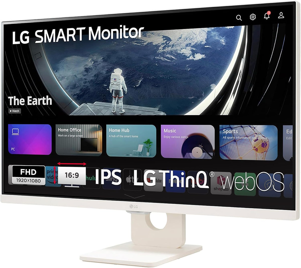 LG Monitor, 32 Zoll, Weiß, MyView 32SR50F-W.AEU Full HD IPS, webOS, HDR10