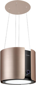 Klarstein Dunstabzugshaube, 45 x 42 cm, 402 m, 200 W, gold, Skyfall Smart - freihängede Abzugshaube, Umluft/Abluft