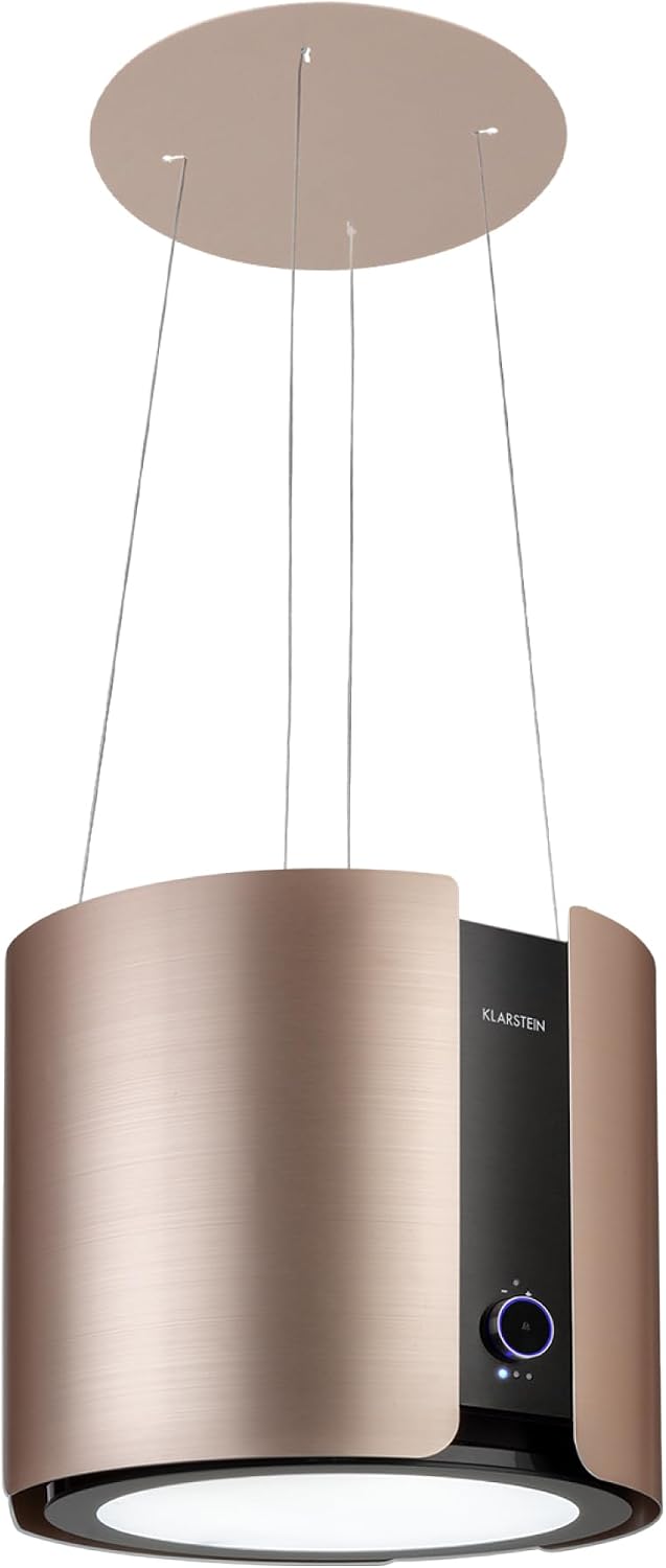 Klarstein Dunstabzugshaube, 45 x 42 cm, 402 m, 200 W, gold, Skyfall Smart - freihängede Abzugshaube, Umluft/Abluft