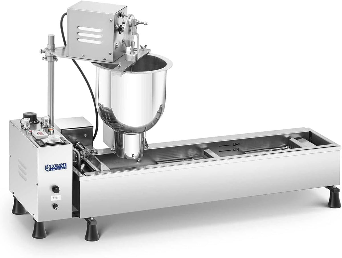 Royal Catering Donut-Maker, 3000 W, 10 l, Silber, Donut-Maschine Profi vollautomatisch Edelstahl 450 Donuts/h