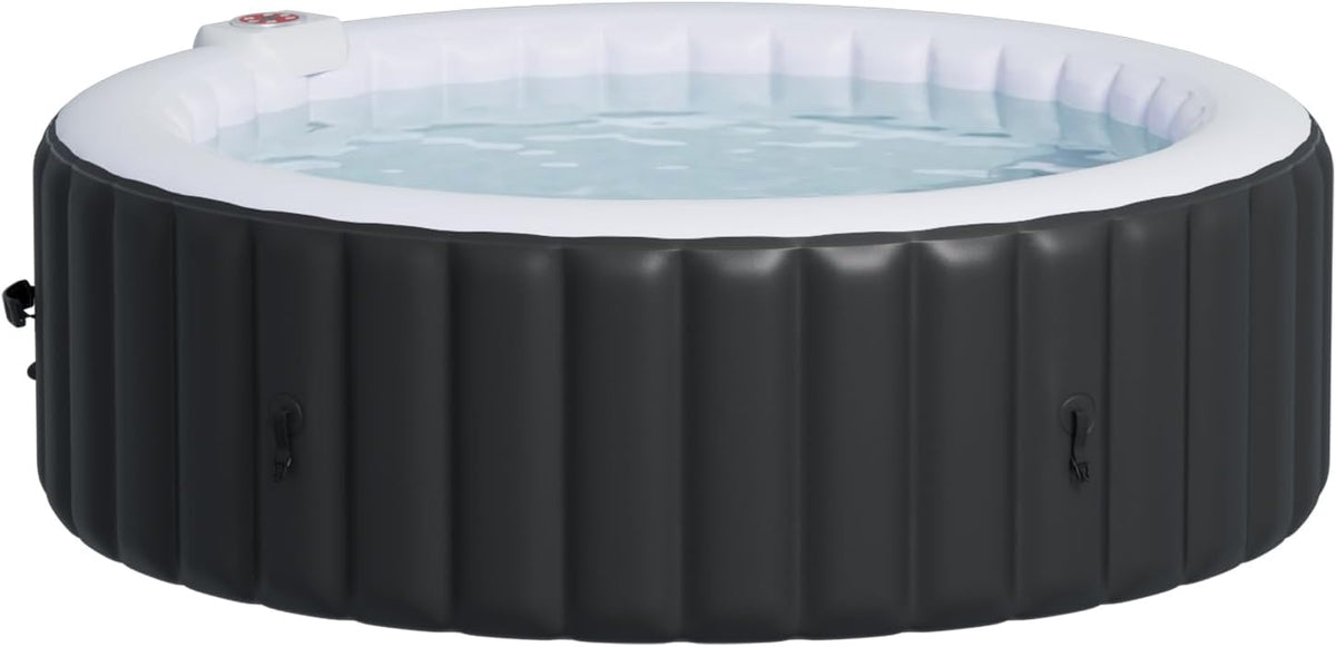 Aoxun Whirlpool-Badewannen, 208x208 cm, 1800 W, Grau, Aufblasbarer Spa für 2-4 Personen, mobiler Whirlpool mit 130 Massagedüsen