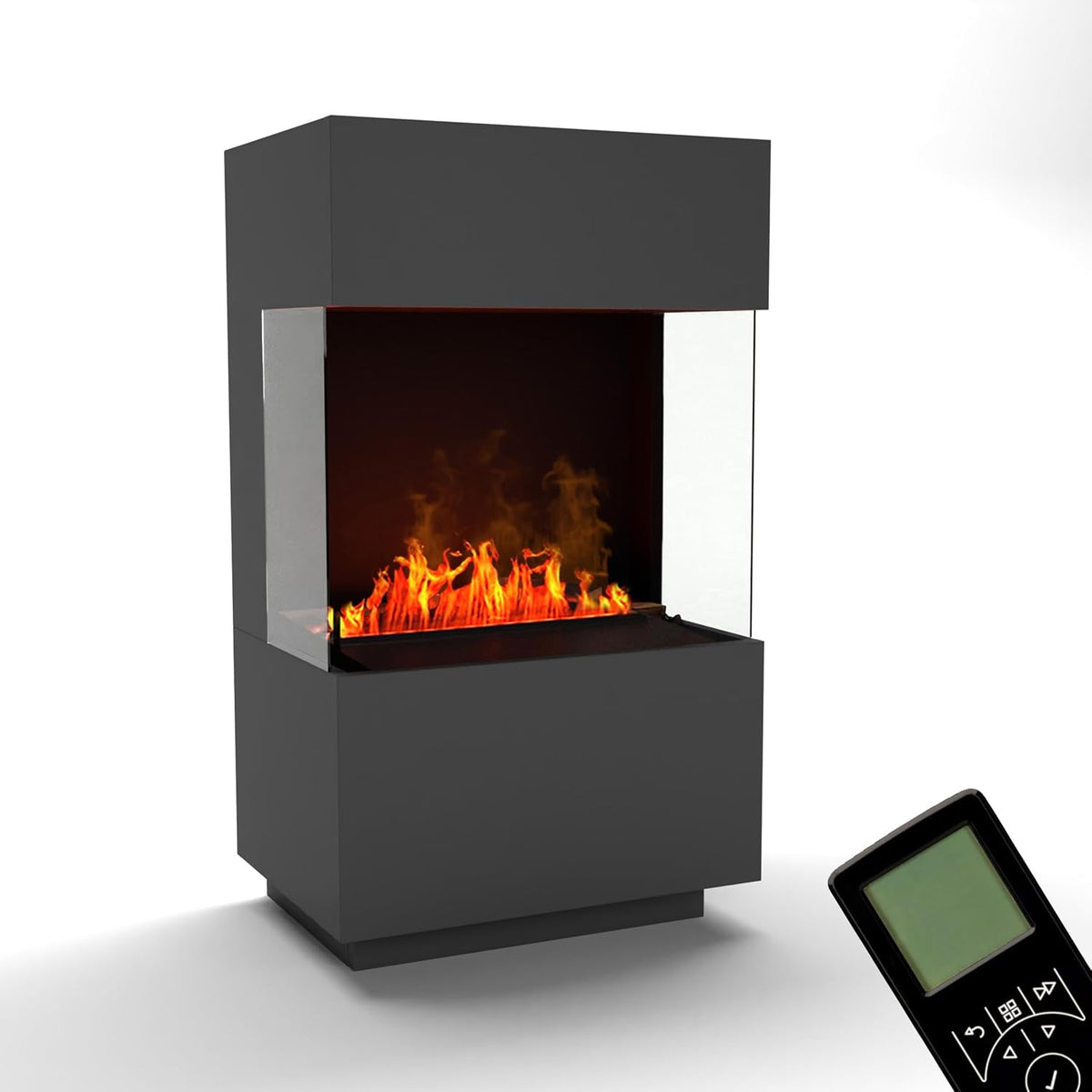 GLOW FIRE Elektrokamin, 55x96x40 cm, Grau, Wasserdampf Kamin OGF 1 Mini (Standkamin) - mit, Knistereffekt & Fernbedienung