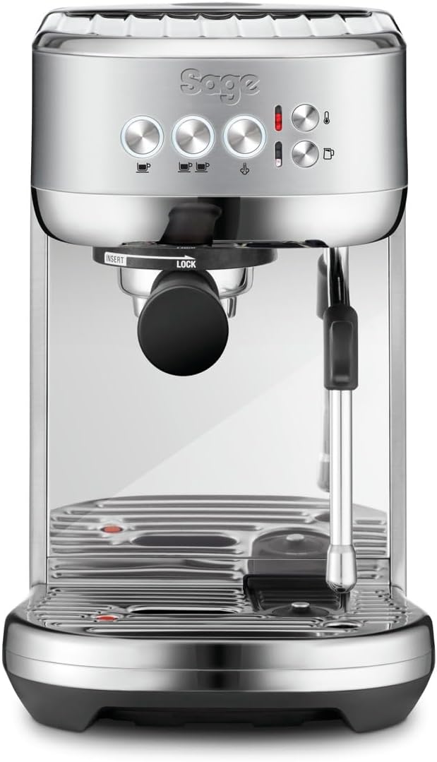 Sage Kaffeemaschine, Silber, The Bambino Plus, Kompakte, Gebürsteter Edelstahl