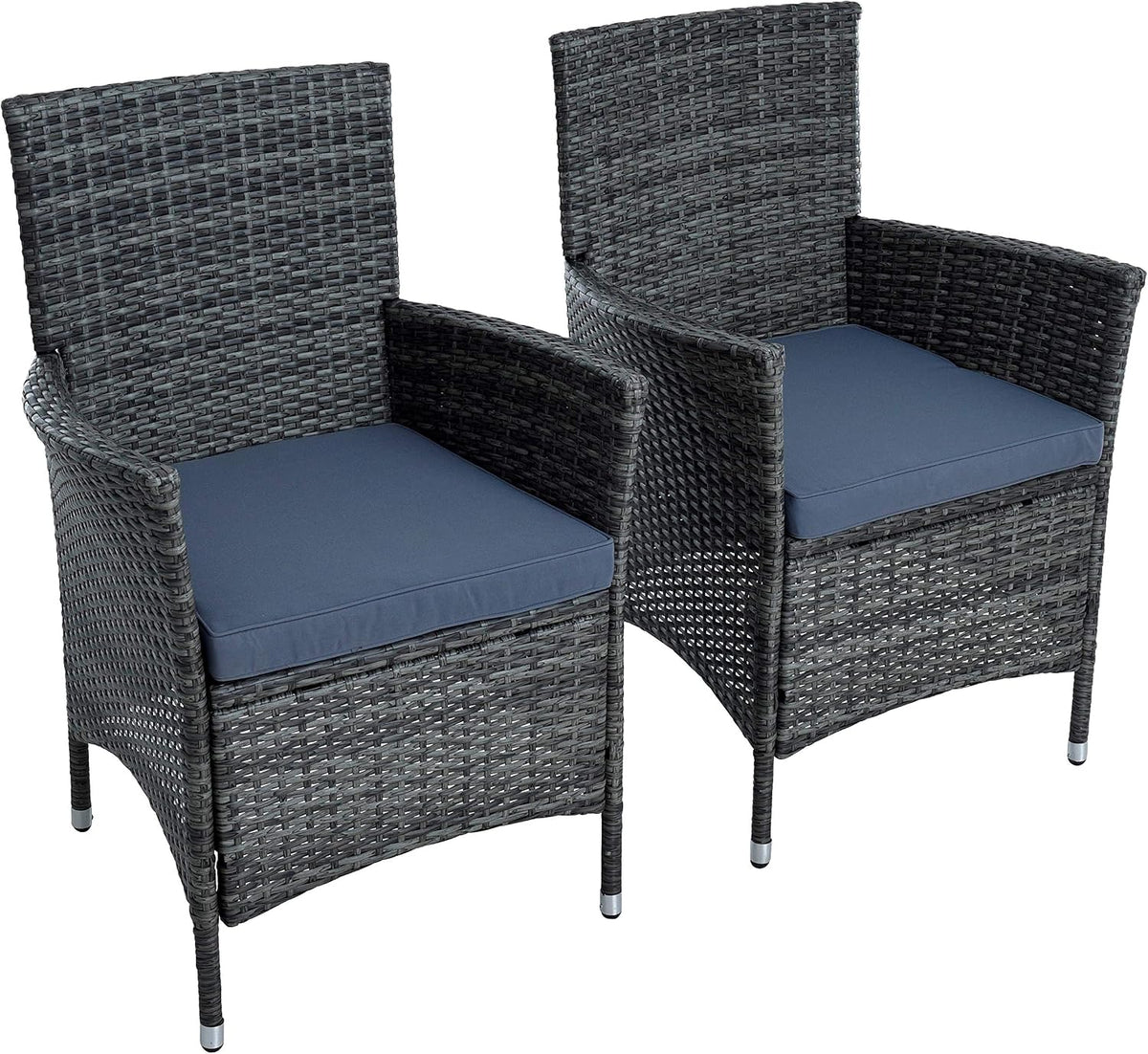 Gartenmöbel-Set ESTEXO, Metallgestell mit Polyrattangeflecht; Material Kissenbezüge: 100% Polyester, Anthrazit/Grau
