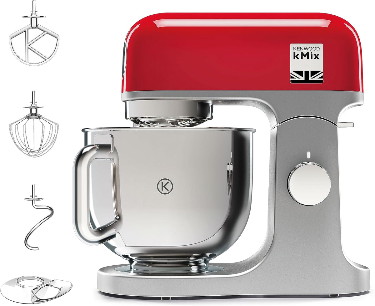 Kenwood Universalküchenmaschinen, 5 l, Rot, kMix KMX750RD Küchenmaschine, Edelstahl Schüssel, Safe-Use-Sicherheitssystem