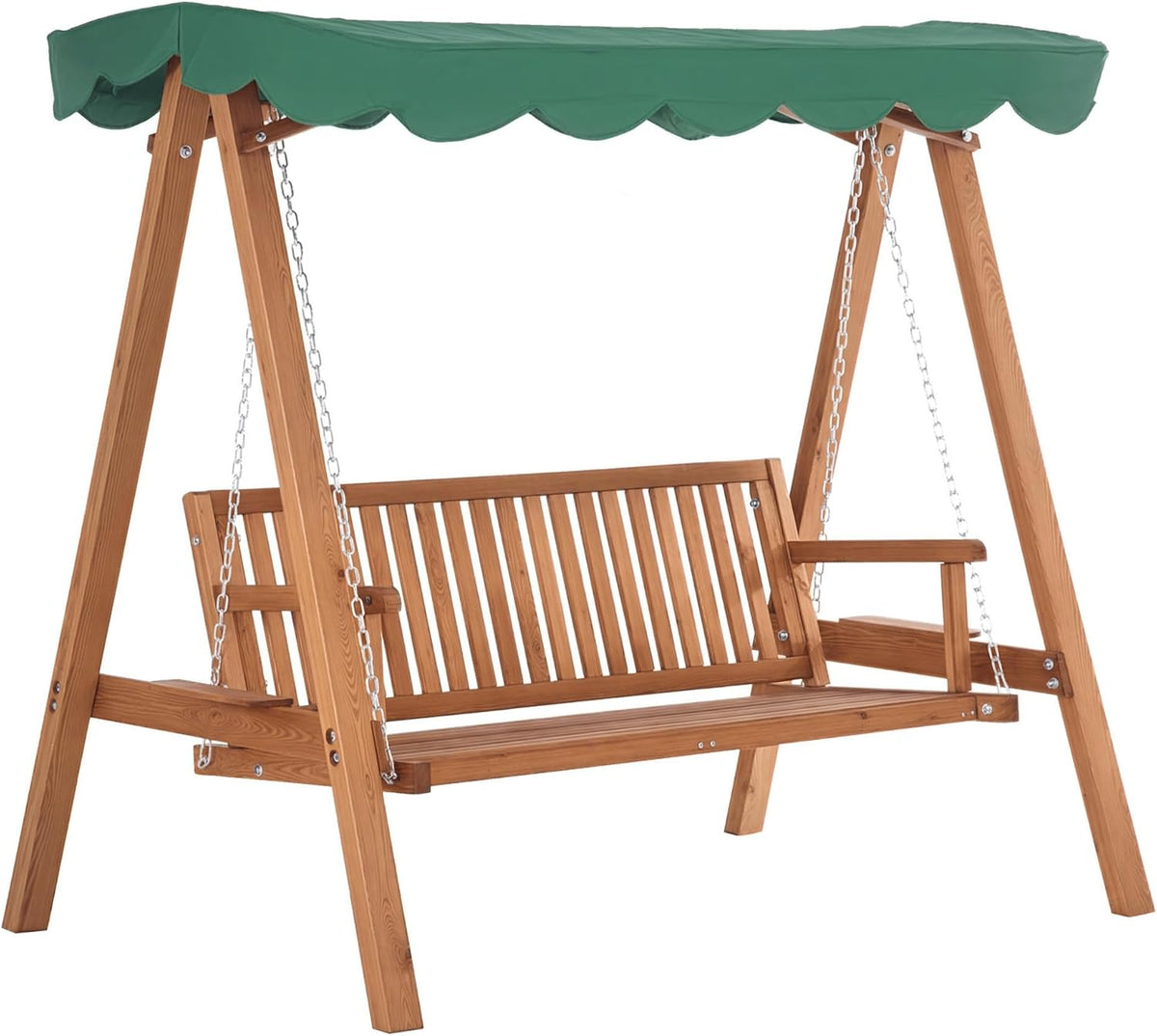 Outsunny Gartensichtschutz, 360 Kg, 1,9 L, 1,3l, Grün, Gartenschaukel 3-Sitzer Wasserfestes Dach 2 Tabletts, 85H m Tragkraft max. Kiefernholz